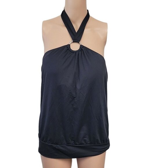 MICHAEL Kors Logo Ring Blouson Tankini Top - Iconic Solids. Size Small - Picture 6 of 10